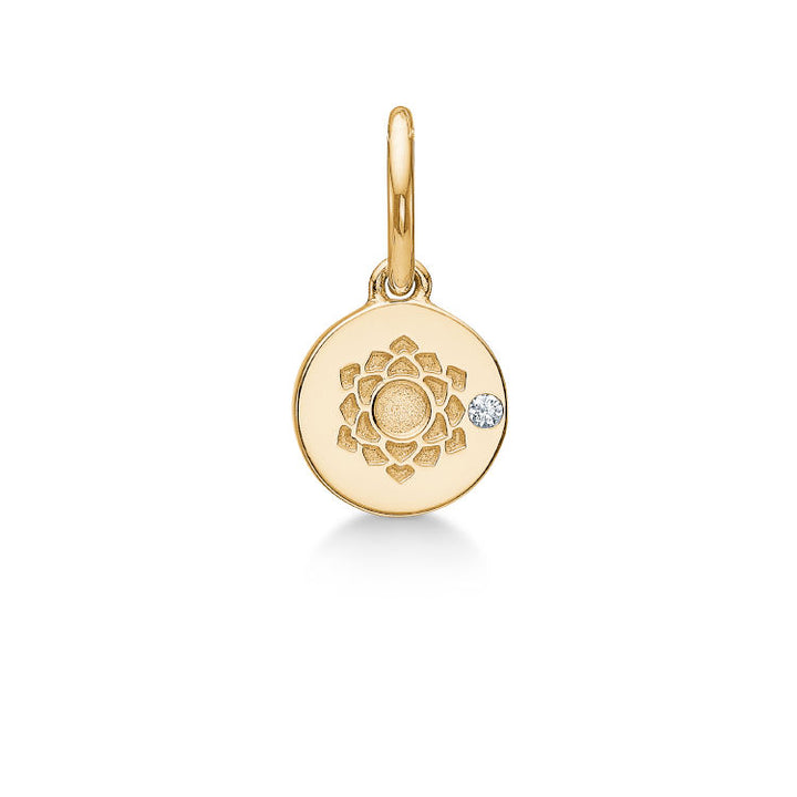 Indre Ro Kronechakra 18K Guld Vedhæng m. Diamond