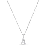 Petite Letter A Silver Necklace w. Zirconias
