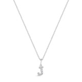 Petite Letter J Silver Necklace w. Zirconias