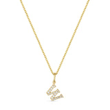 Petite Letter W Gold Vermeil Necklace w. Zirconias