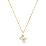 Petite Letter M Gold Vermeil Necklace w. Zirconias
