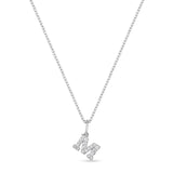 Petite Letter M Silver Necklace w. Zirconias