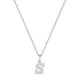 Petite Letter S Silver Necklace w. Zirconias