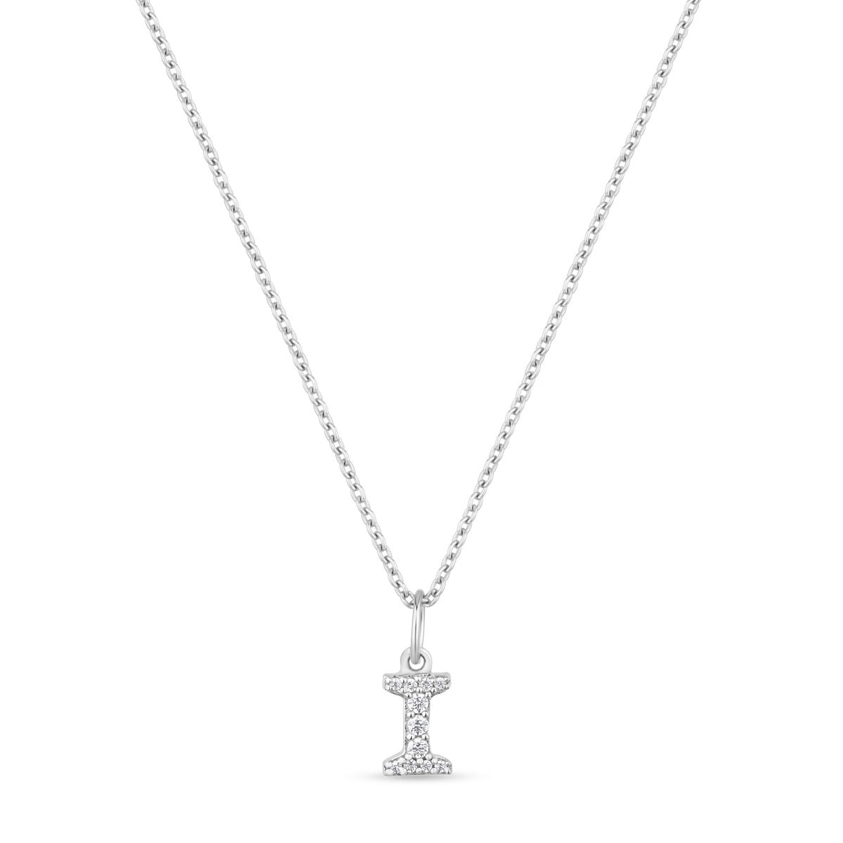 Petite Letter I Silver Necklace w. Zirconias