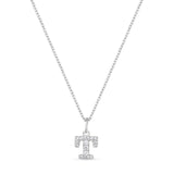 Petite Letter T Silver Necklace w. Zirconias