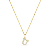 Petite Letter U Gold Vermeil Necklace w. Zirconias