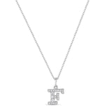 Petite Letter F Silver Necklace w. Zirconias