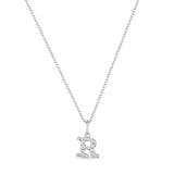 Petite Letter R Silver Necklace w. Zirconias