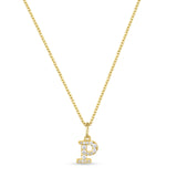Petite Letter P Gold Vermeil Necklace w. Zirconias