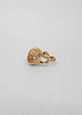 Cochlea 14K Gold Ring w. Pavé Diamonds