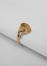 Cochlea 14K Gold Ring w. Pavé Diamonds