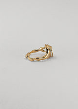 Cochlea 14K Gold Ring w. Pavé Diamonds