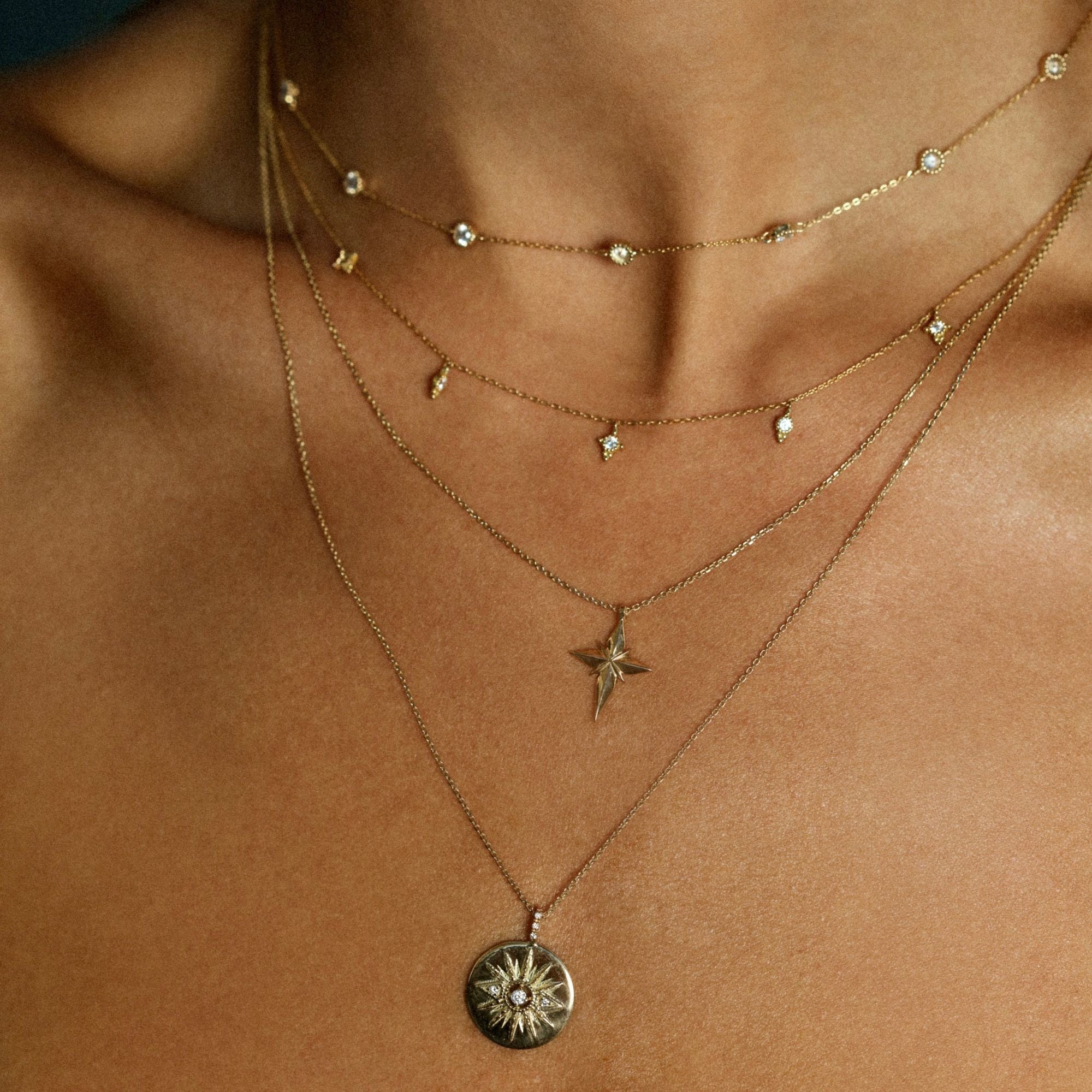 Paradis 18K Gold Halskette w. Weiße Topazes