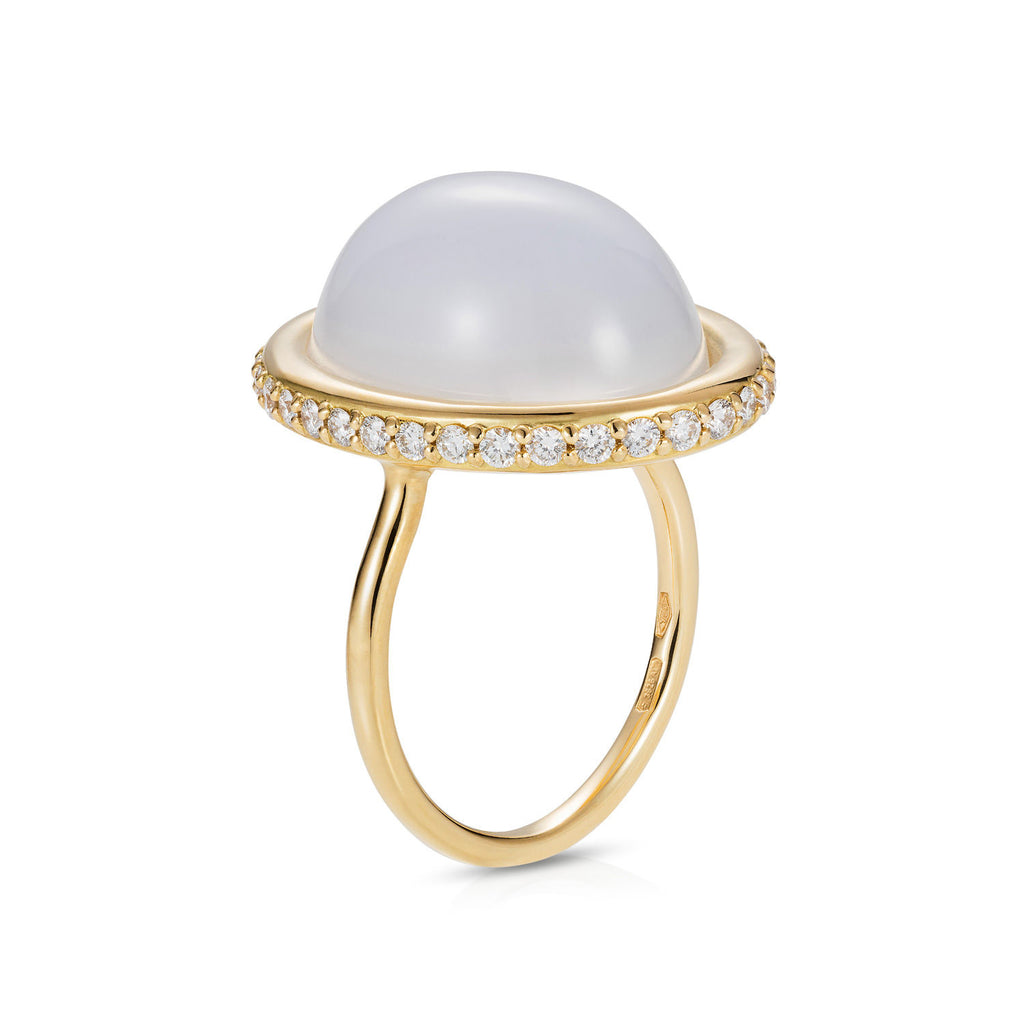 Lilac Pebble 18K Gold Ring w. Diamond