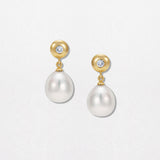 Diamond & Pearl Pebble 18K Gold Earrings