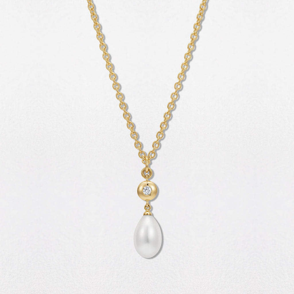Pearl Pebble Diamond 18K Gold Pendant