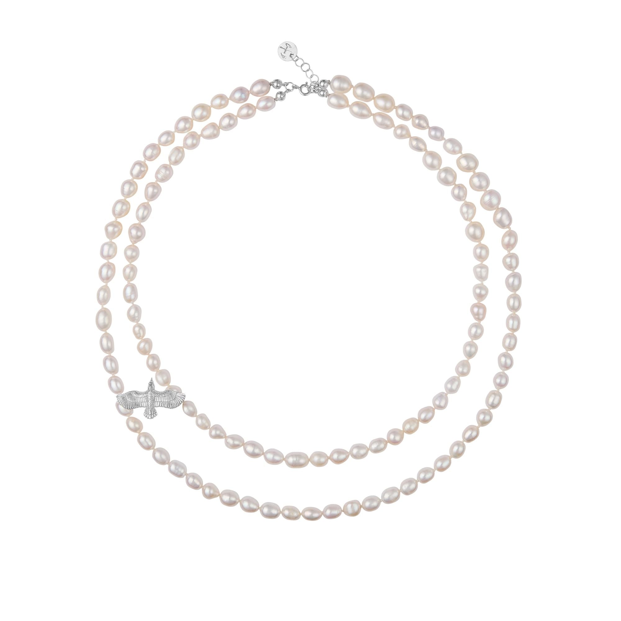 Raven Silver Necklace w. Pearls