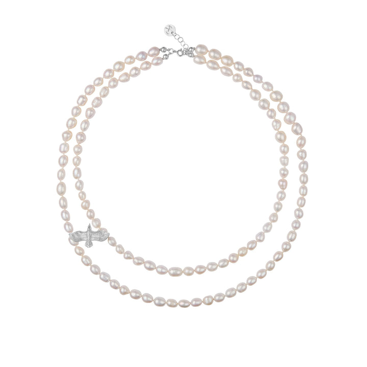 Raven Silver Necklace w. Pearls