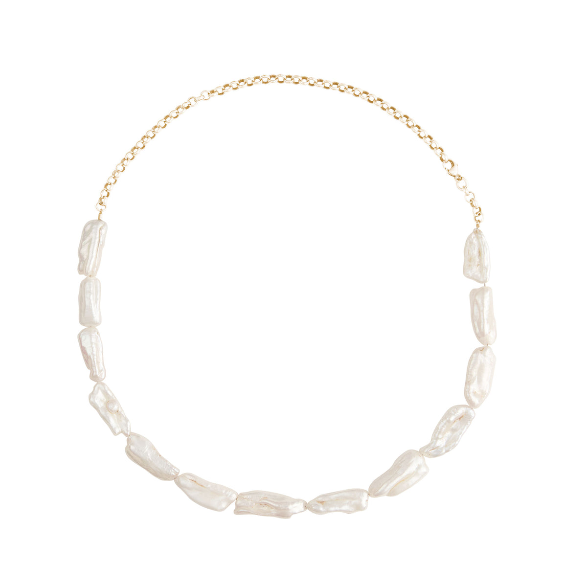 Biwa Gulddoublé Choker Halskæde m. Perler