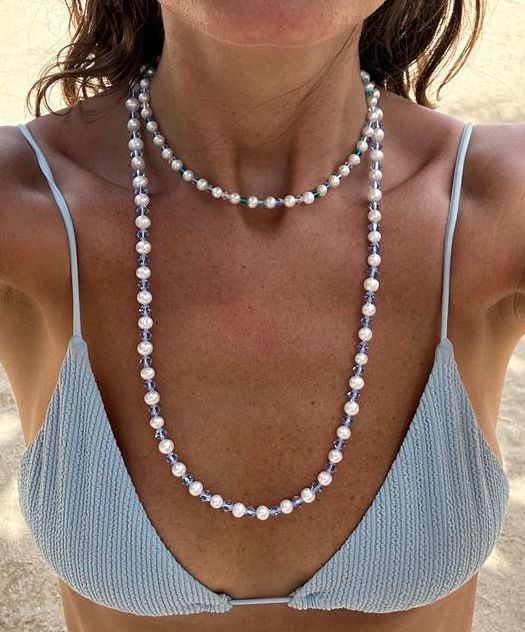 Havets perle 18K Forgyldt Choker med Glas Perler & Perler