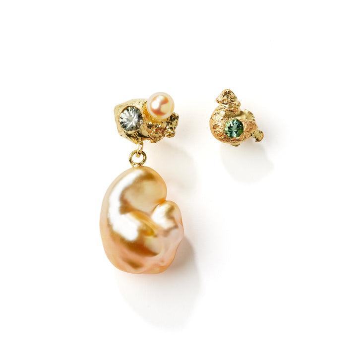 Sun Melted OhrsteckerOhrstecker aus 14K Gold I Perlen, Turmalin & Saphir