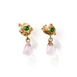 Sun melted studs 14K guld Studs m. perle, morganit & Tsavorit