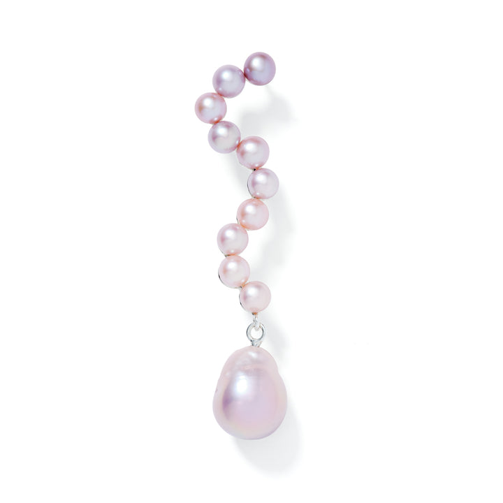 Large Twist Silver Earring w. Pearls