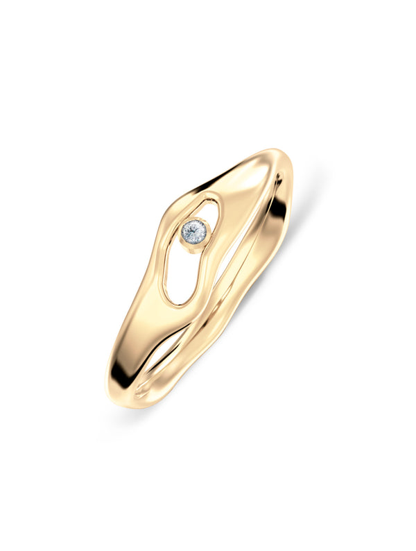 Liquid N°6 18K Gold Ring w. Diamond
