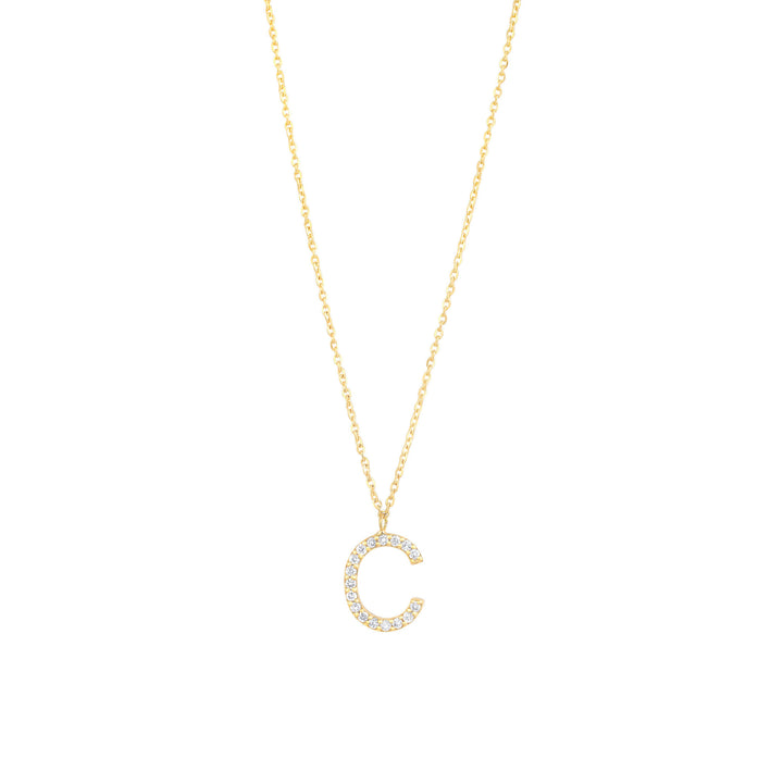 Pave Letter C Halskette aus 18K Gold mit Diamanten