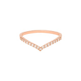 Pave V Band 18K Rose Gold Ring w. Diamonds