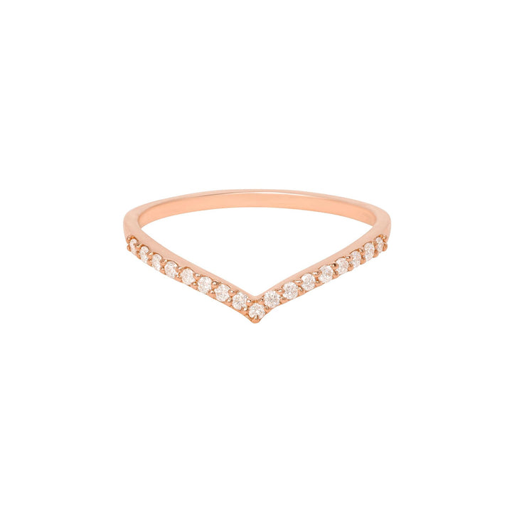 Pave v Band 18k Rose Guld Ring m. Diamanter