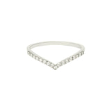 Pave V Band 18K White Gold Ring w. Diamonds