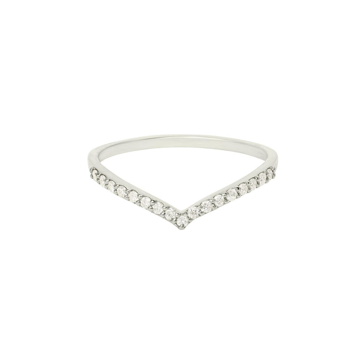 Pave V -bånd 18k hvid Guld Ring m. Diamanter
