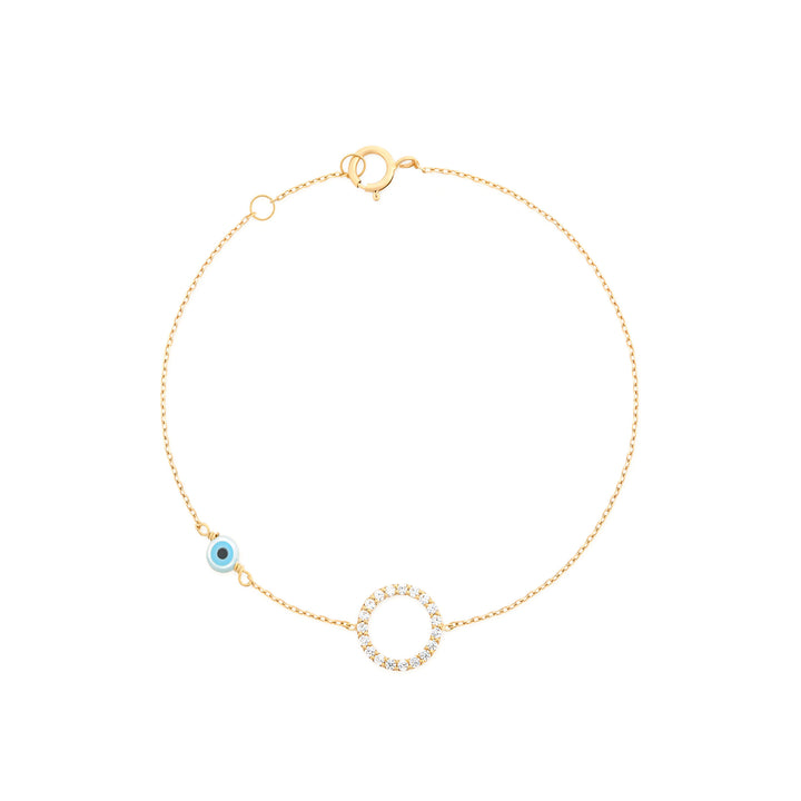 Pave Rund Evil Eye 18K Guld Armbånd m. Diamanter