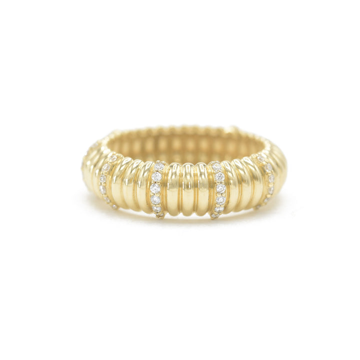 Pave Puff 14K Gold Ring w. Diamonds