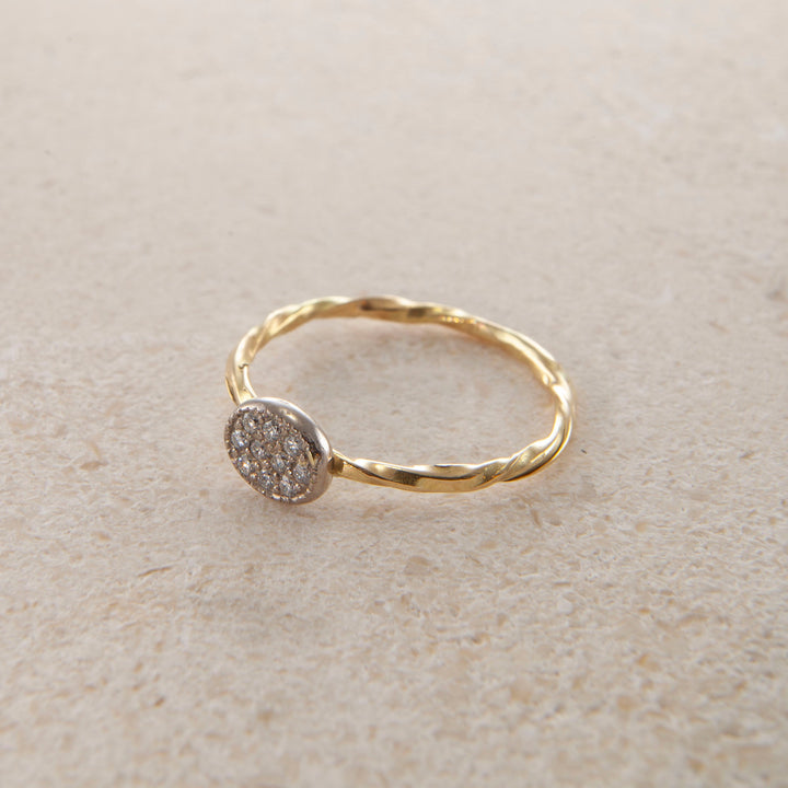 Pavé Cocktail 18K & 22K Gold & Whitegold Ring w. Diamonds