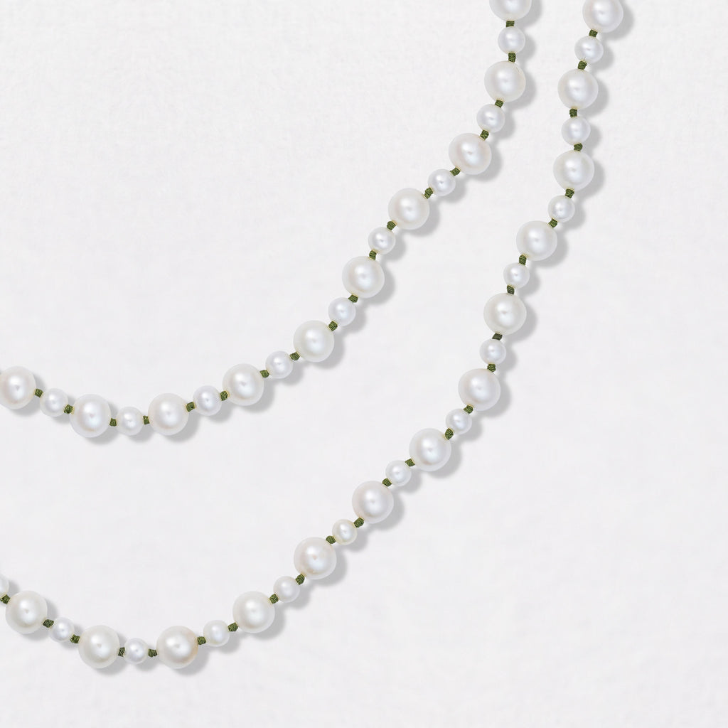 Long Pebble Pearl 18K Gold Necklace