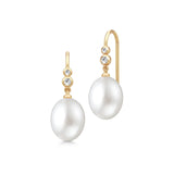 Perla Gold Plated Ear Pendants w. Freshwater Pearl & Cubic Zirconia