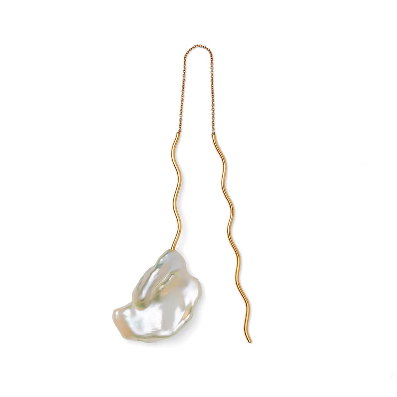 Seafoam 22K Gold Plated Earring w. Pearl
