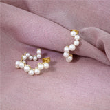 Curves 11 Gold Hoops w. Pearls