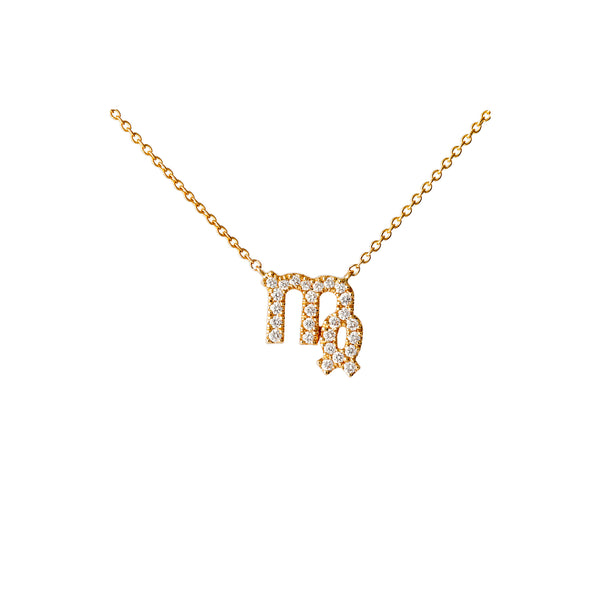 Petit Sign Virgo 18K Gold Necklace w. Diamonds