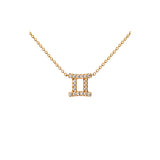 Petit Sign Gemini 18K Gold Necklace w. Diamonds