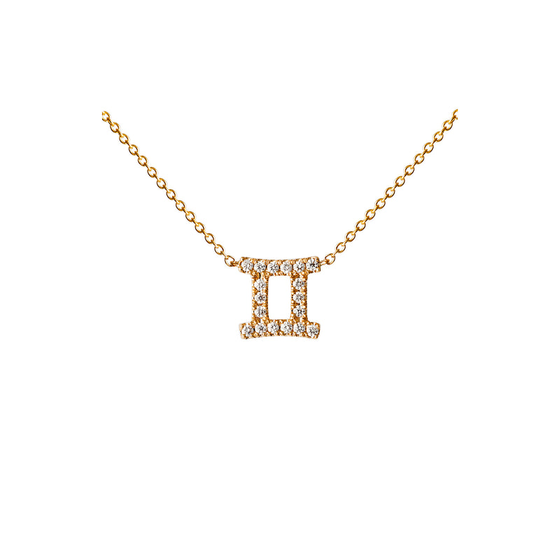 Petit Sign Gemini 18K Gold Necklace w. Diamonds