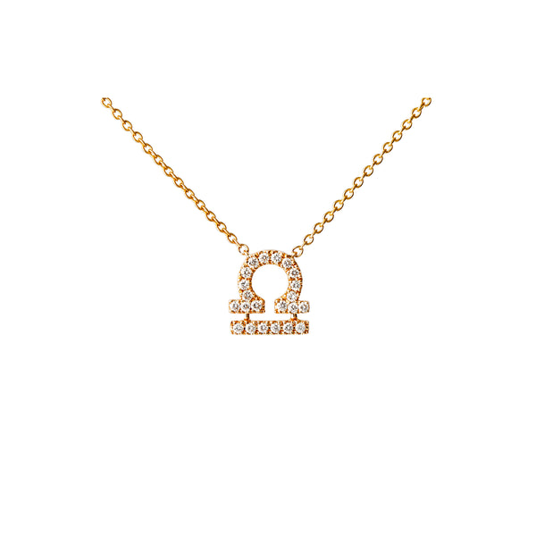 Petit Sign Libra 18K Gold Necklace w. Diamonds