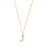 Petite Letter J Gold Vermeil Necklace w. Zirconias