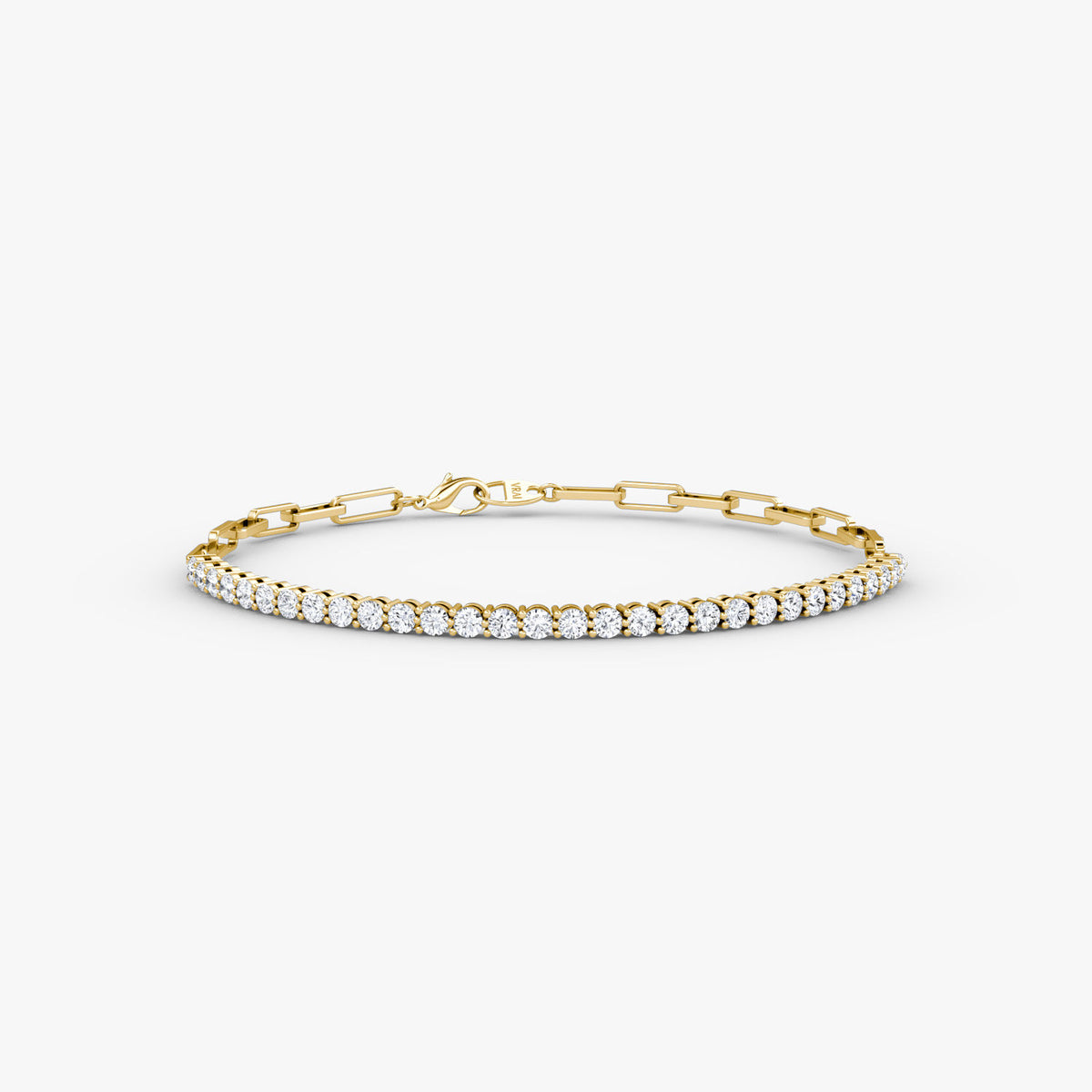 Paperclip Petite 14K Gold Tennis Bracelet w. Lab-Grown Diamonds