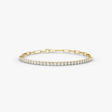 Paperclip Petite 14K Guld Tennis Armbånd m. Lab-Grown Diamanter