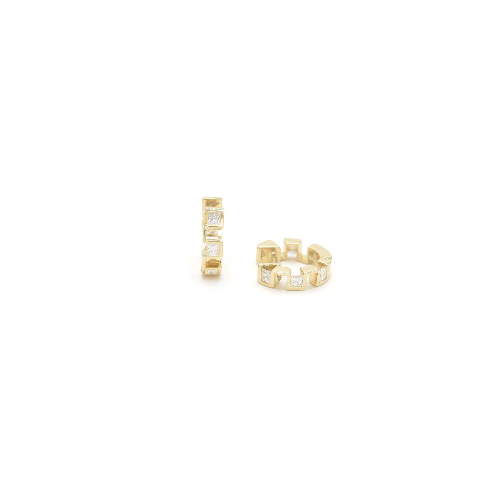 Piece by Piece 14K Gold Hoops w. Diamionds
