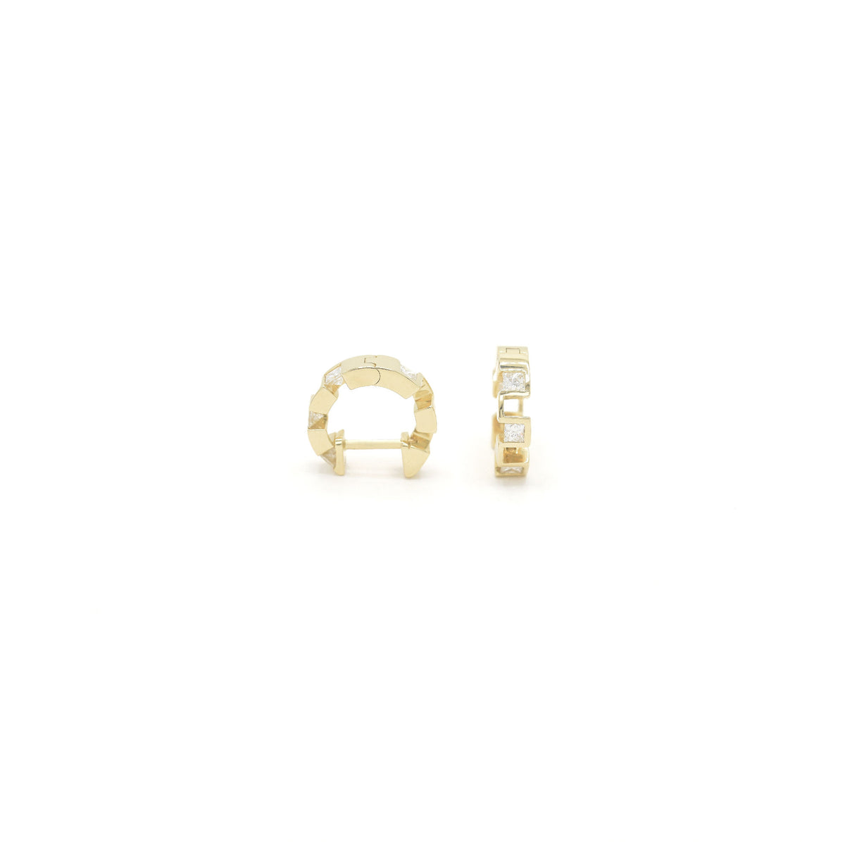 Piece by Piece 14K Gold Hoops w. Diamionds