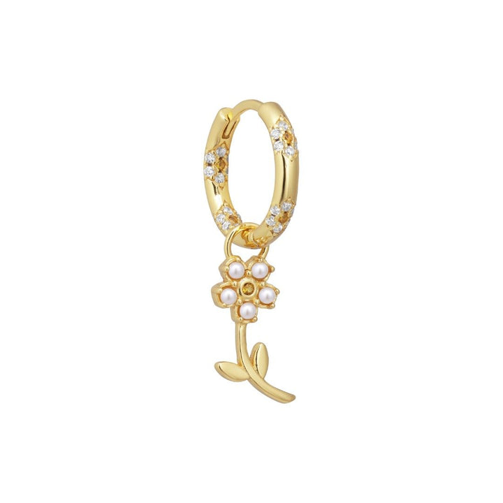 Mohn 18K Gold plattiert Huggie W. Perlen & Zirkonien